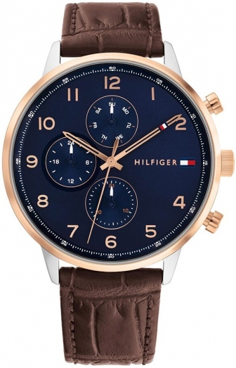 TOMMY HILFIGER Leondale Multifunction 44mm Two Tone Stainless Steel Leather Strap 1791987