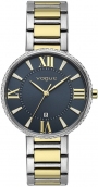 VOGUE Jet Set Crystals Three Hands 34mm Two Tone Gold Stainless Steel Bracelet 612261