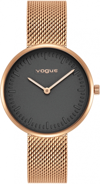 VOGUE Lucky Three Hands 36mm Rose Gold Stainless Steel Mesh Bracelet 814052