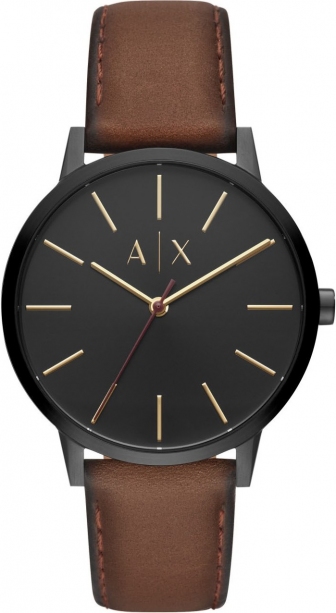 ARMANI EXCHANGE Cayde Three Hands 42mm Black Stainless Steel Leather Strap AX2706