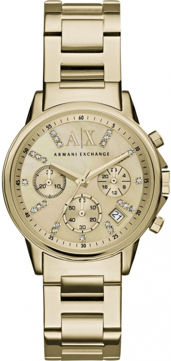 ARMANI EXCHANGE Lady Banks Crystals Chronograph 36mm Gold Stainless Steel Bracelet AX4327