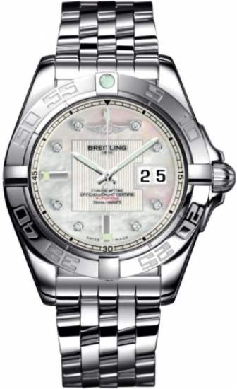 BREITLING Galactic 41mm Mop Dial Diamonds Automatic Stainless Steel Bracelet A49350L2/A702