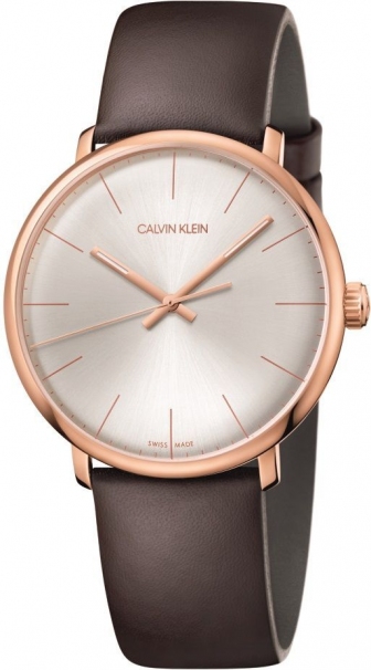 CALVIN KLEIN High Noon Three Hands 40mm Rose Gold Stainless Steel Leather Strap K8M216G6