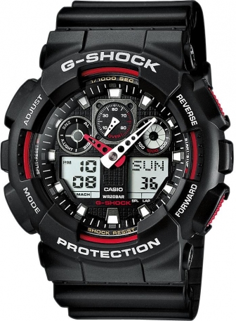 CASIO G-Shock Anadigi Multifunction 55mm Rubber Strap GA-100-1A4ER
