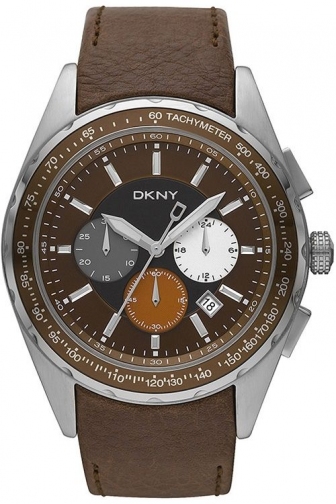 DKNY Chronograph 45mm Stainless Steel Leather Strap NY1487