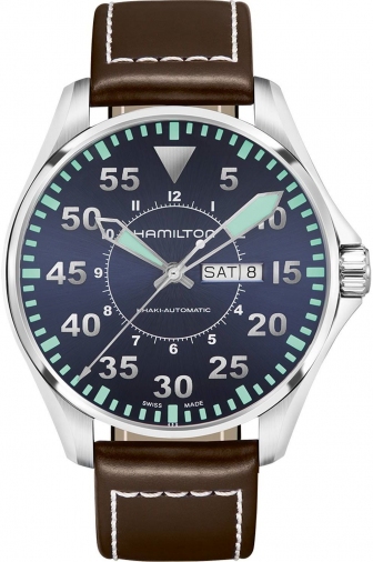 HAMILTON Khaki Aviation Pilot Three Hands Automatic 46mm Stainless Steel Leather Strap H64715545