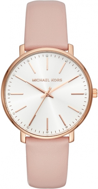 MICHAEL KORS Pyper Three Hands 38mm Rose Gold Stainless Steel Leather Strap MK2741