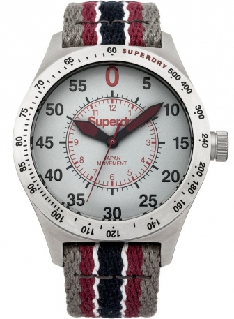 SUPERDRY Compound Three Hands Stainless Steel Fabric Strap SYG131R