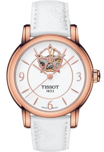 TISSOT Lady Heart Three Hands 35mm Automatic Rose Gold Stainless Steel Leather Strap T050.207.37.017.04