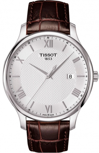 TISSOT T-Classic Tradition Three Hands 42mm Stainless Steel Leather Strap T063.610.16.038.00