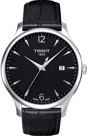 TISSOT Tradition Three Hands 42mm Silver Stainless Steel Leather Strap T063.610.16.057.00