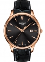 TISSOT T-Classic Tradition Three Hands Rose Gold Stainless Steel Leather Strap T063.610.36.086.00
