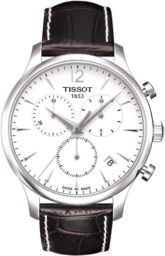 TISSOT T-Classic Tradition Chronograph 42mm Stainless Steel Leather Strap T063.617.16.037.00