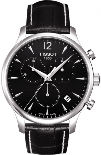 TISSOT T-Classic Tradition Chronograph 42mm Stainless Steel Leather Strap T063.617.16.057.00