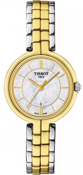 TISSOT Flamingo Three Hands 26mm Two Tone Gold Stainless Steel Bracelet T094.210.22.111.01