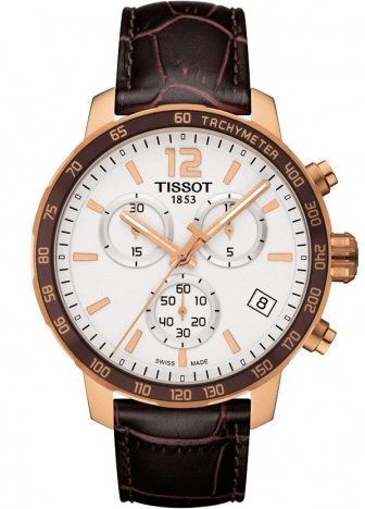 TISSOT Quickster Chronograph 42mm Rose Gold Stainless Steel Leather Strap T095.417.36.037.00