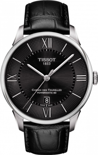 TISSOT Chemin des Tourelles Three Hands 42mm Powermatic 80 Stainless Steel Leather Strap T099.407.16.058.00