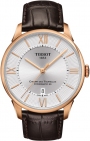 TISSOT Chemin des Tourelles Three Hands 42mm Powermatic 80 Rose Gold Stainless Steel Leather Strap T099.407.36.038.00