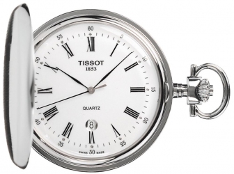 TISSOT Savonnete Pocket Watch Three Hands 48.5mm Quartz Stainless Steel With Chain T83.6.553.13