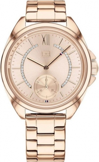 TOMMY HILFIGER Ava Crystals Three Hands 37.6mm Rose Gold Stainless Steel Bracelet 1781989