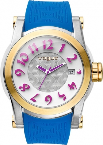 VOGUE Joy Three Hands 49mm Two Tone Gold & Silver Stainless Steel Rubber Strap 17302.6